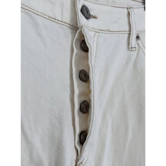 House of Harlow 1960 Button Fly High Rise Denim Jeans Size 32 Cream Ivory - Picture 2 of 13